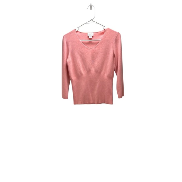 Ann Taylor Loft‎ Women's Sweater M Pink V-Neck Ribbed Hem 3/4 Sleeve Workwear - Picture 8 of 8